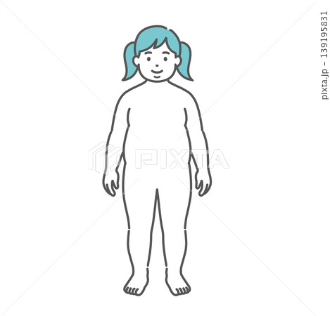 肥満体型の女の子の全身イラスト(正面) 肥満体型の女の子の全身イラスト(正面) 139195831