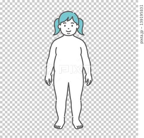 肥満体型の女の子の全身イラスト(正面) 肥満体型の女の子の全身イラスト(正面) 139195831