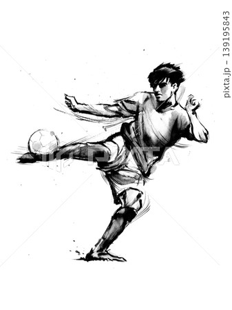 墨絵サッカーボレーシュート 墨絵サッカーボレーシュート 139195843