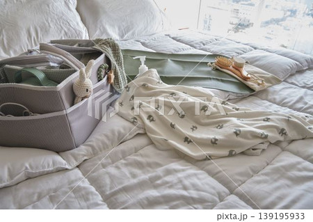 Baby nursery organizer with essential items for newborn care and health Baby nursery organizer with essential items for newborn care and health 139195933
