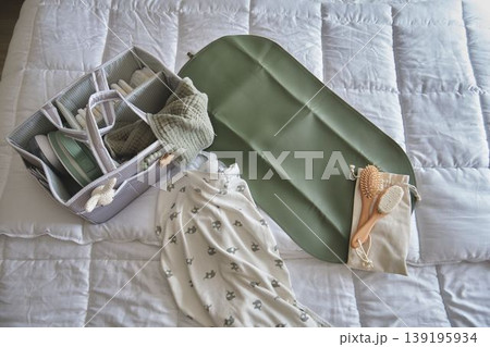 Baby care organizing caddy with changing mat and essentials 139195934