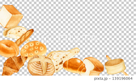 Bread bakery background frame watercolor illustration Bread bakery background frame watercolor illustration 139196064