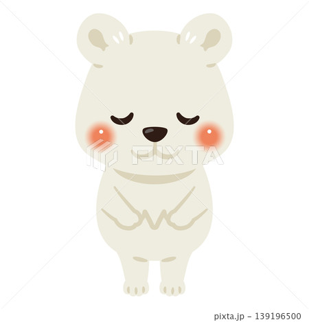 お辞儀するシロクマキャラクターイラスト 139196500