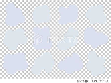 液体のような見た目の手描きのゆるいシェイプセット（青・グレー） 139196603