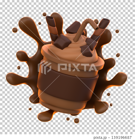 Chocolate Drink 3D Icon, Glossy Sweet Beverage Illustration for UI UX, Food Apps, Website Landing Pages, Social Media, Cafe Menu and E-commerce 139196687