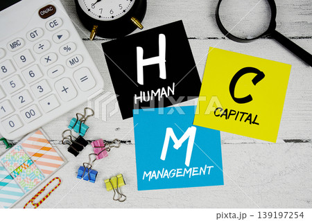 HCM Human Capital Management text phrase of business and financial concept HCM Human Capital Management text phrase of business and financial concept 139197254