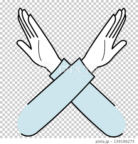 Illustration of a hand gesture showing an "X". 139198275