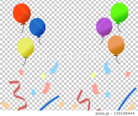 Colorful balloons and confetti background material for celebrations, parties, and anniversaries. 139198444