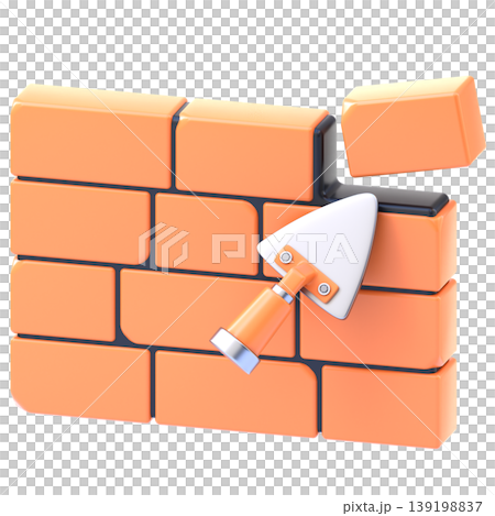 Brickwall Plaster 3D Icon, Glossy Construction Repair Illustration for UI UX, Website, Mobile App, E-commerce and Educational Content Brickwall Plaster 3D Icon, Glossy Construction Repair Illustration for UI UX, Website, Mobile App, E-commerce and Educational Content 139198837