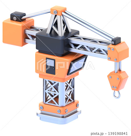Construction Crane 3D Icon, Glossy Engineering Building Equipment Illustration for UI UX, Website, Mobile App, E-commerce and Education 139198841