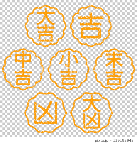 Crayon-style hand-drawn stamp-like lettering fortune-telling set Crayon-style hand-drawn stamp-like lettering fortune-telling set 139198948