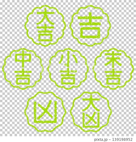 Crayon-style hand-drawn stamp-like lettering fortune-telling set 139198952