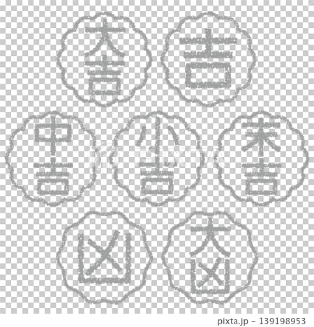 クレヨン素材　手描きのスタンプ風文字　おみくじセット 139198953