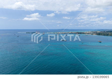 沖縄県 大浦湾の海上工事船と海洋土木作業風景(ドローン空撮) 沖縄県 大浦湾の海上工事船と海洋土木作業風景(ドローン空撮) 139199065