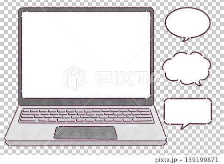 A set of simple laptops and speech bubble variations. A set of simple laptops and speech bubble variations. 139199871