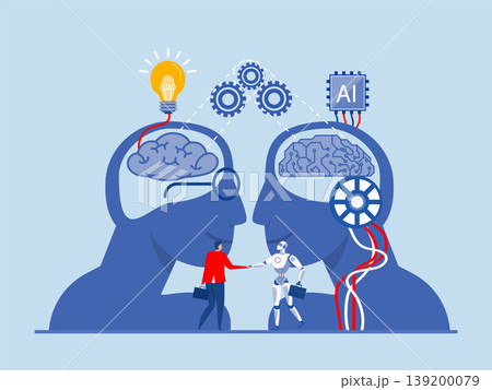 Digital brain human ,Businessman shake hands artificial intelligence with computer laptop on AI artificial intelligence chip.ai engineer or robot assistance concept Digital brain human ,Businessman shake hands artificial intelligence with computer laptop on AI artificial intelligence chip.ai engineer or robot assistance concept 139200079