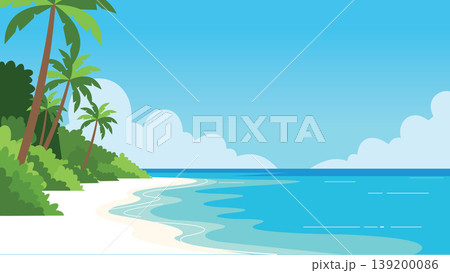 Calm Horizon Bali Beach Flat Design Illustration Calm Horizon Bali Beach Flat Design Illustration 139200086