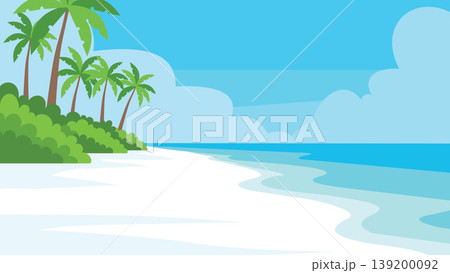 Cliff Paradise Bali Beach Flat Design Illustration 139200092