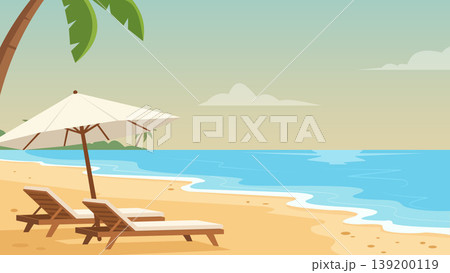 Quiet Umbrella Bali Beach Flat Design Illustration Quiet Umbrella Bali Beach Flat Design Illustration 139200119