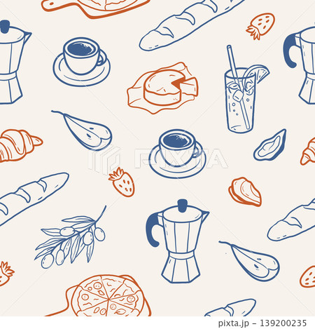 La dolce vita cafe food seamless pattern La dolce vita cafe food seamless pattern 139200235