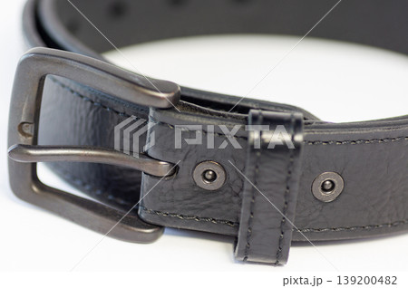 Black belt for jeans on a white background Black belt for jeans on a white background 139200482
