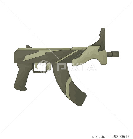 Illustration of submachine gun Illustration of submachine gun 139200618