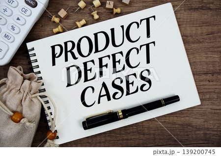 Product Defect Cases text written on notepad with pen, alarm clock, magnifying glass and calculator on wooden background Product Defect Cases text written on notepad with pen, alarm clock, magnifying glass and calculator on wooden background 139200745