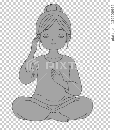 瞑想する女性(モノクロ) 内面と向き合う静かな時間 瞑想する女性(モノクロ) 内面と向き合う静かな時間 139200946