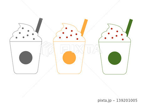 カフェドリンクアイコンセット(3色・テイクアウトカップ・シンプルイラスト) カフェドリンクアイコンセット(3色・テイクアウトカップ・シンプルイラスト) 139201005
