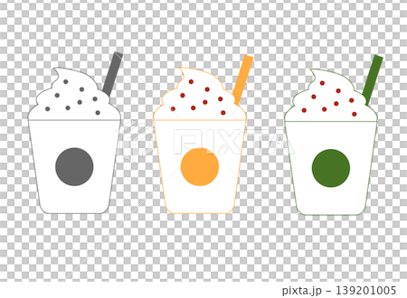 カフェドリンクアイコンセット(3色・テイクアウトカップ・シンプルイラスト) カフェドリンクアイコンセット(3色・テイクアウトカップ・シンプルイラスト) 139201005