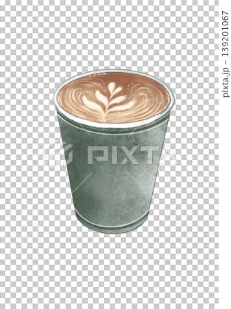 Takeaway cup of cafe latte, latte art, cafe, coffee, paper cup 139201067