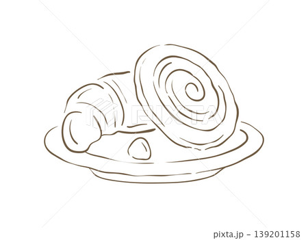 A Sweet Cinnamon Roll And Croissant On A Plate Vector Illustration 139201158