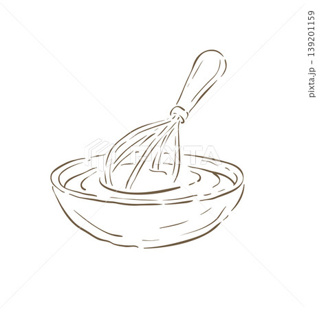 A Hand Drawn Sketch Of A Mixing Bowl With Dough Vector Illustration A Hand Drawn Sketch Of A Mixing Bowl With Dough Vector Illustration 139201159