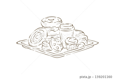 An Assortment Of Fresh Pastries On A Plate Vector Graphic Illustration 139201160