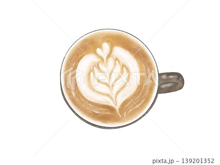真上から見たラテアート カフェラテ マグカップ 真上から見たラテアート カフェラテ マグカップ 139201352