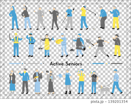 Active Senior Illustration Set Active Senior Illustration Set 139201354