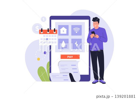 Illustration of Monthly Utility Bill Payment on Smartphone Illustration of Monthly Utility Bill Payment on Smartphone 139201881