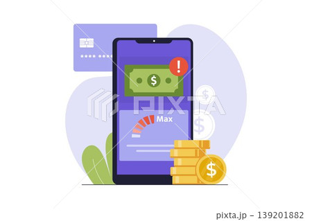 Illustration of Managing Monthly Transaction Limit on Mobile App Illustration of Managing Monthly Transaction Limit on Mobile App 139201882