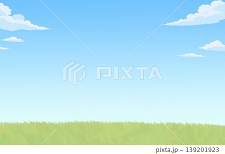 青空と草原が広がる爽やかな背景素材 青空と草原が広がる爽やかな背景素材 139201923