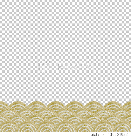 [Japanese-style Seigaiha (wave pattern) frame] Hand-embroidered illustration material 139201932
