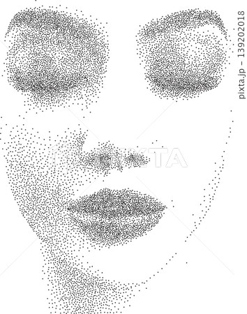 Dotwork Portrait of Womans Face in stipple Style Dotwork Portrait of Womans Face in stipple Style 139202018