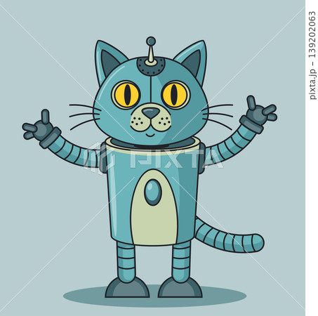 Robot Cat with Blue Body and Yellow Eyes Robot Cat with Blue Body and Yellow Eyes 139202063