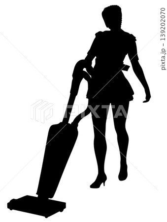 Silhouette of Woman Holding Vacuum Cleaner Silhouette of Woman Holding Vacuum Cleaner 139202070