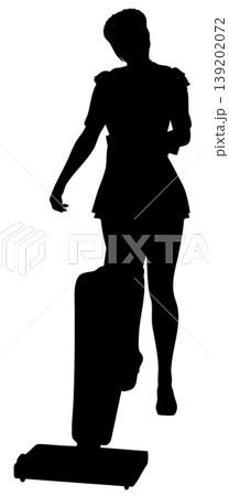 Silhouette of Woman Holding Vacuum Cleaner 139202072