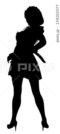 Silhouette of Woman in Maid Dress 139202077