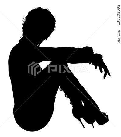 Woman with Fluffy Cuffs and High Heels Silhouette Woman with Fluffy Cuffs and High Heels Silhouette 139202092