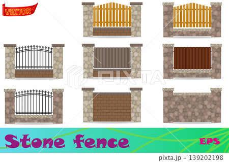 stone fence vector illustration 139202198