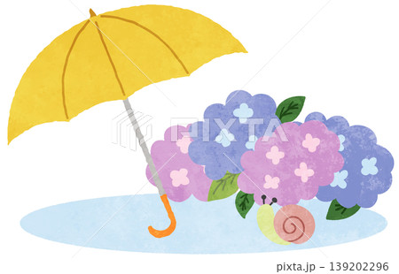 雨の日・梅雨の日の傘と紫陽花のアイコンイラスト 139202296