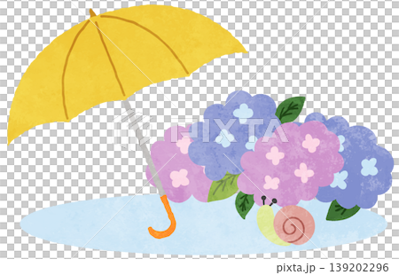 雨の日・梅雨の日の傘と紫陽花のアイコンイラスト 139202296
