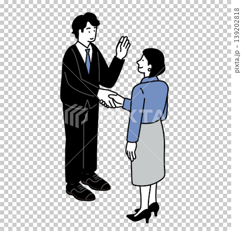 An isometric illustration of business people shaking hands. An isometric illustration of business people shaking hands. 139202818